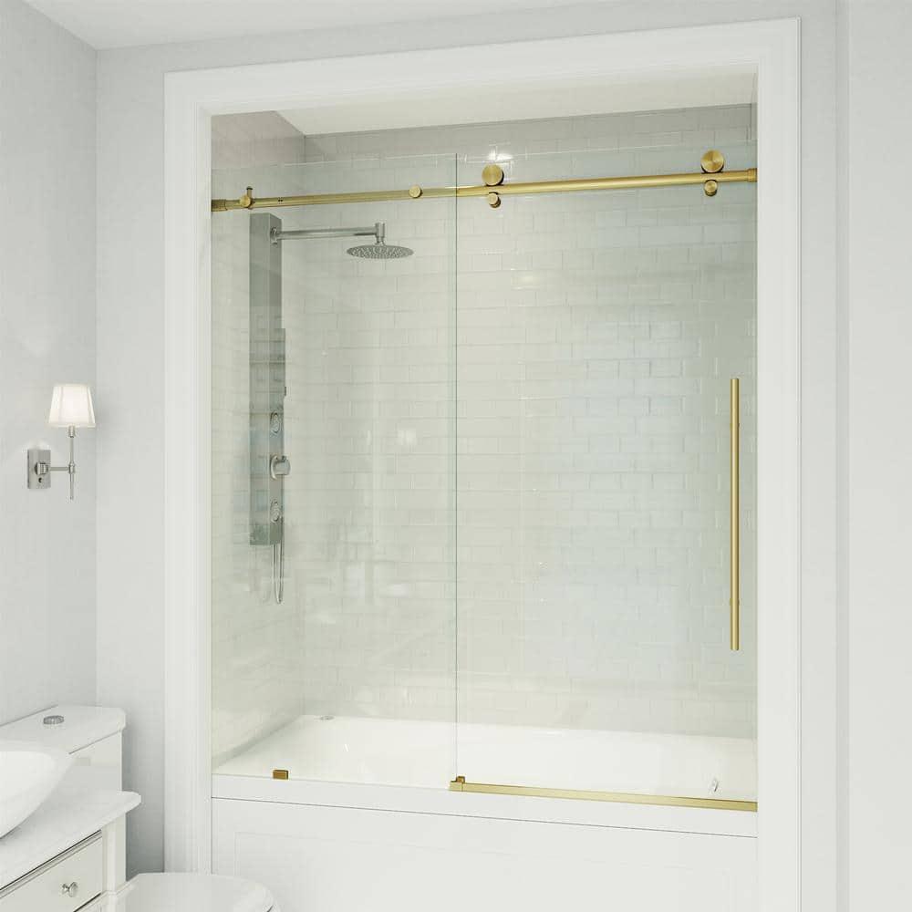 Elan E-Class 56-60" W x 66" H Sliding Frameless Tub Door with 3/8" Clear Glass