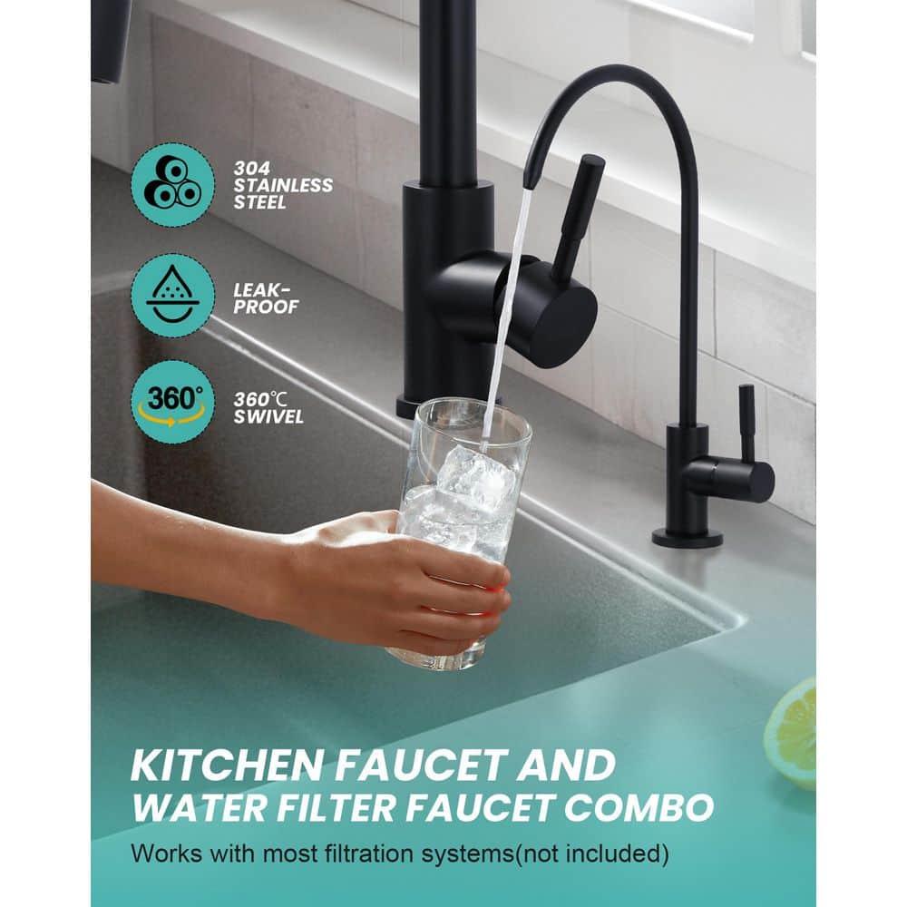 ARCORA ARCORA Stainless Steel Pull-Down Kitchen Faucet and Water Filter Faucet Combo AR7100301B-L