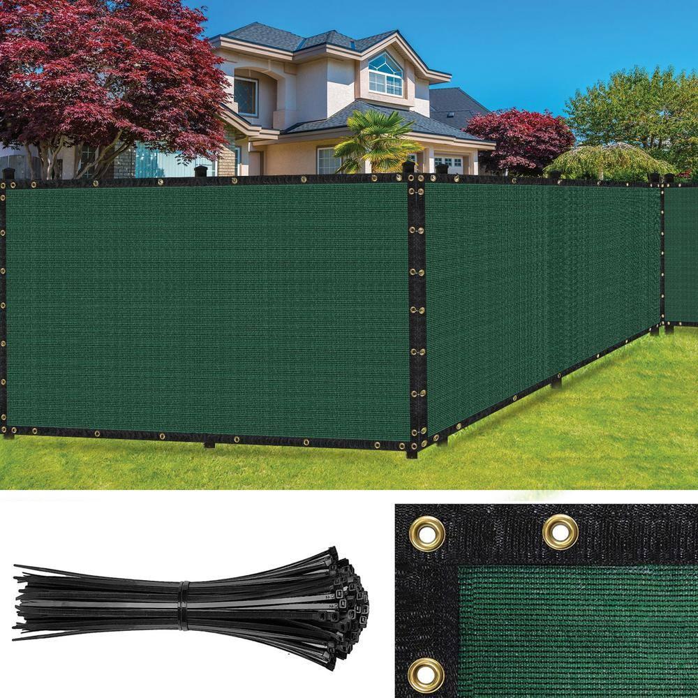 SEALTECH Ultra Heavy Duty 200 GSM Privacy Fence Screen – Non-Recycled Polyethylene Mesh Shade Net with Bindings & Rustproof Grommets - 90% + Blockage Includes Cable Zip Ties. (Green 6'X50')