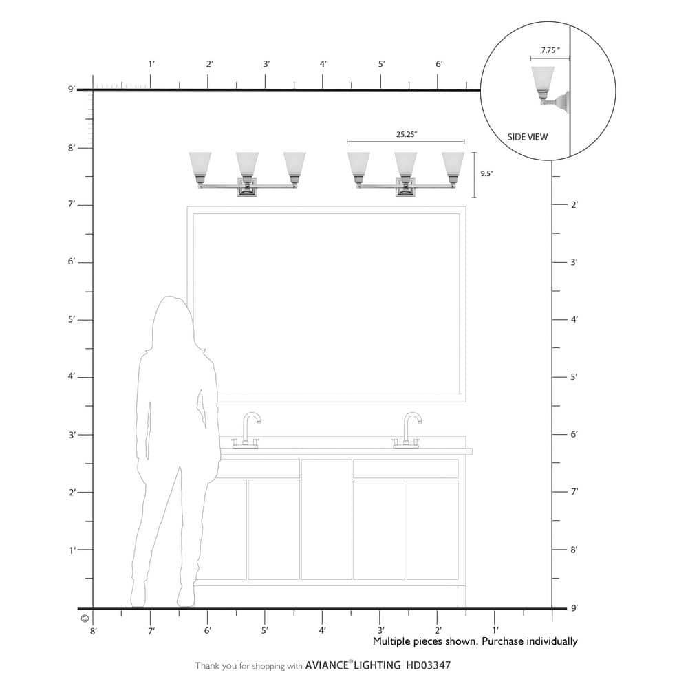 Livex Lighting Mission 3 - Light Vanity in  Antique Brass