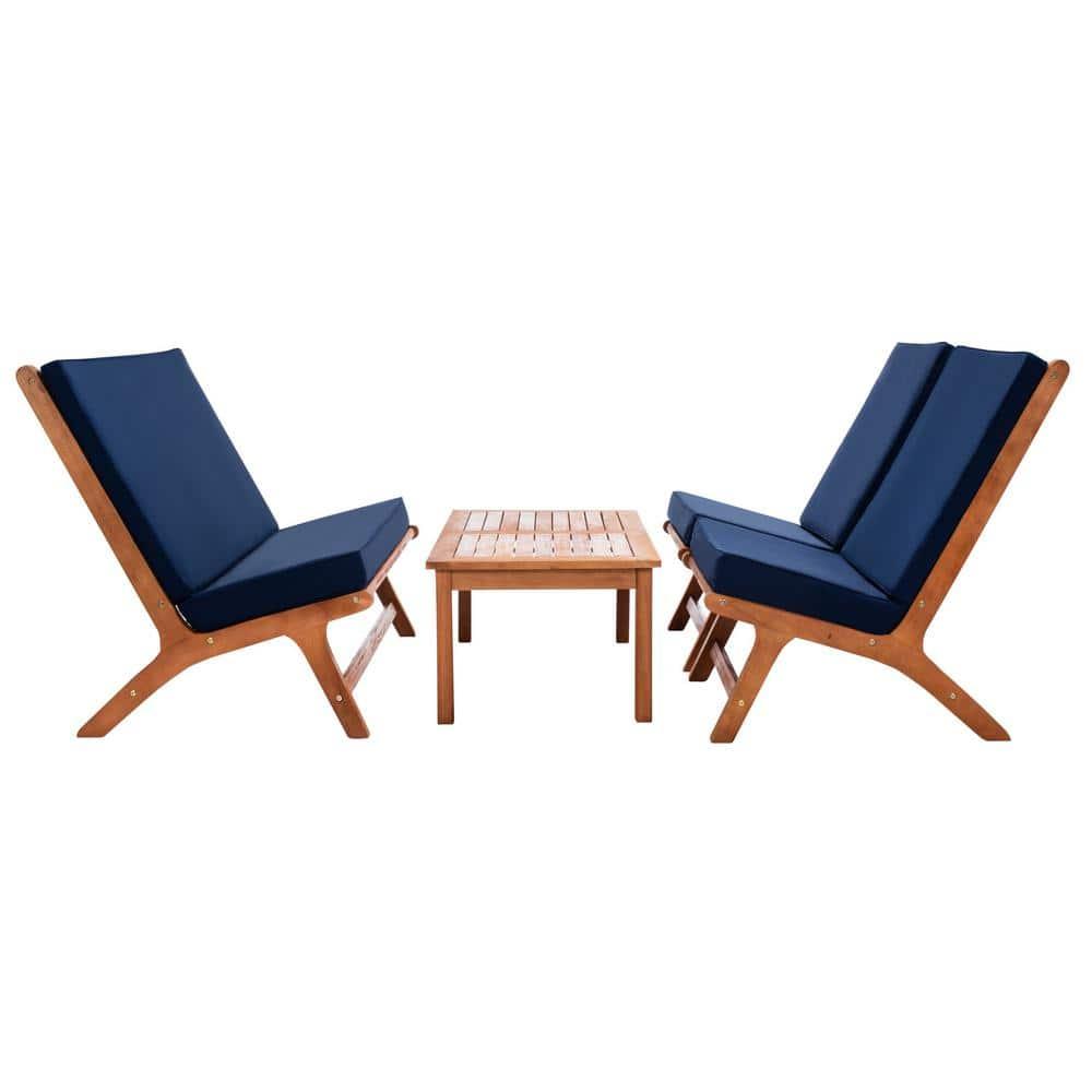 Chaston 4 Piece Living Set - Indoor/Outdoor - PAT7044 - Natural/Navy - Safavieh