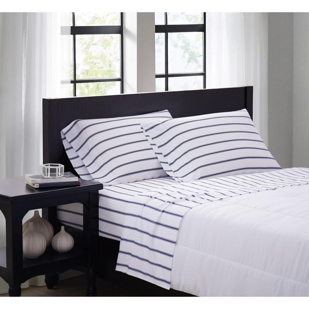 Full Ticking Stripe Sheet Set Navy - Truly Soft