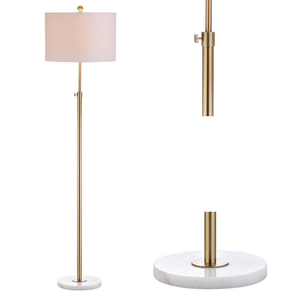 JONATHAN Y JYL3022A June 65" Adjustable Metal/Marble LED Floor Lamp, Modern, Contemporary, Elegant, Glam, Office, Living Room, Family Room, Dining Room, Bedroom, Hallway, Foyer, Brass
