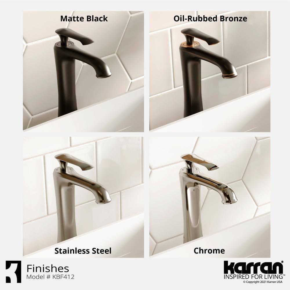 Karran Woodburn Single Handle Single Hole Vessel Bathroom Faucet With Matching Pop-up Drain