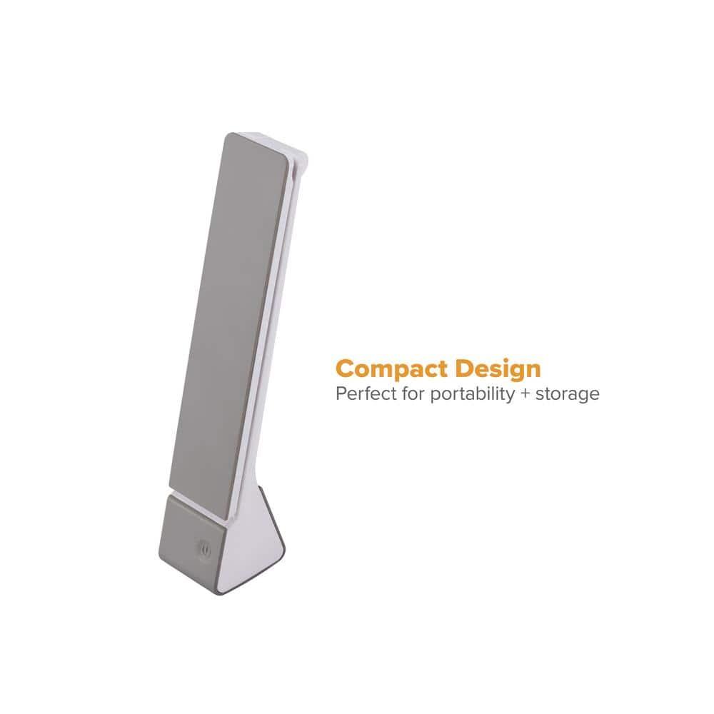 Bostitch Office Rechargeable Battery Led Desk Lamp, 3 Color Temperatures, Flip Open, Gray (KT-VLED1810-GRAY)