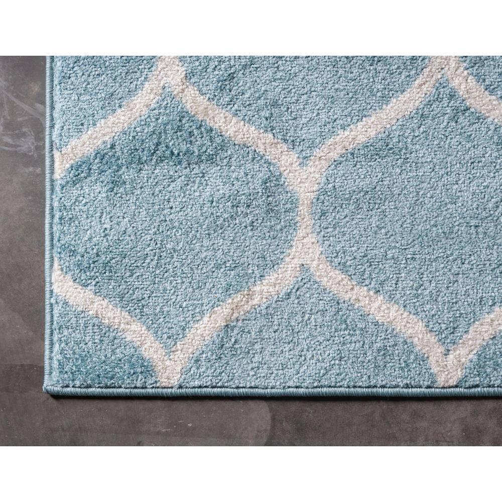 Unique Loom Trellis Frieze Collection Area Rug - Rounded (8' x 11' Rectangle Light Blue/Ivory)