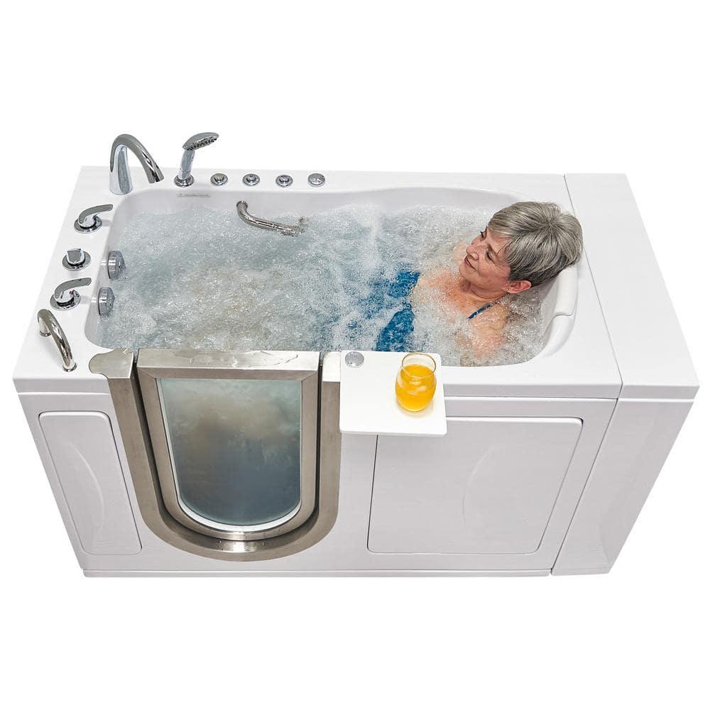 Royal 32"x52" Acrylic Air and Hydro Massage Walk-In Bathtub, FastFill Faucet, Carrara Wall Surround