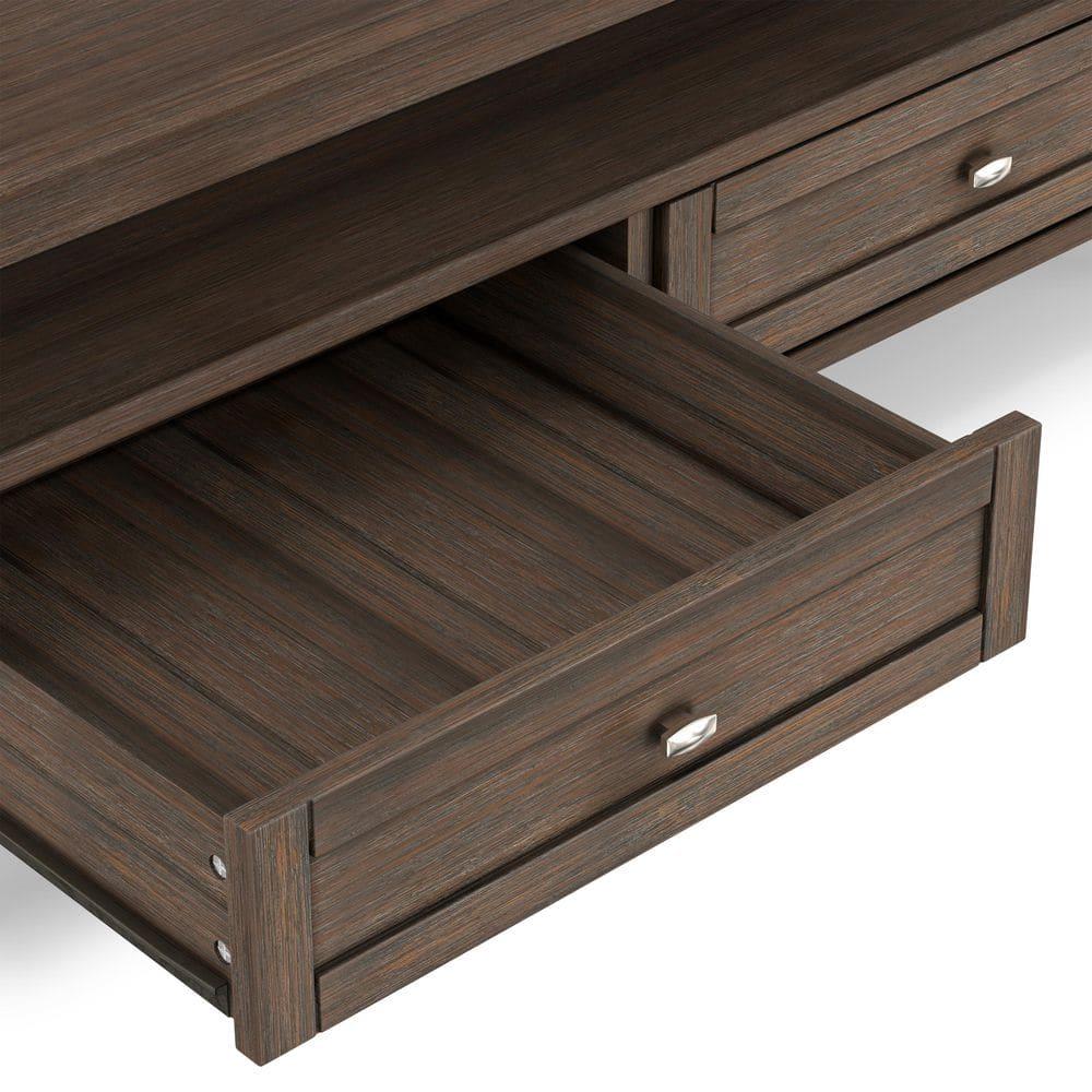 Simpli Home Warm Shaker 48"W Solid Wood Coffee Table with Two Storage Drawers and Open Shelf
