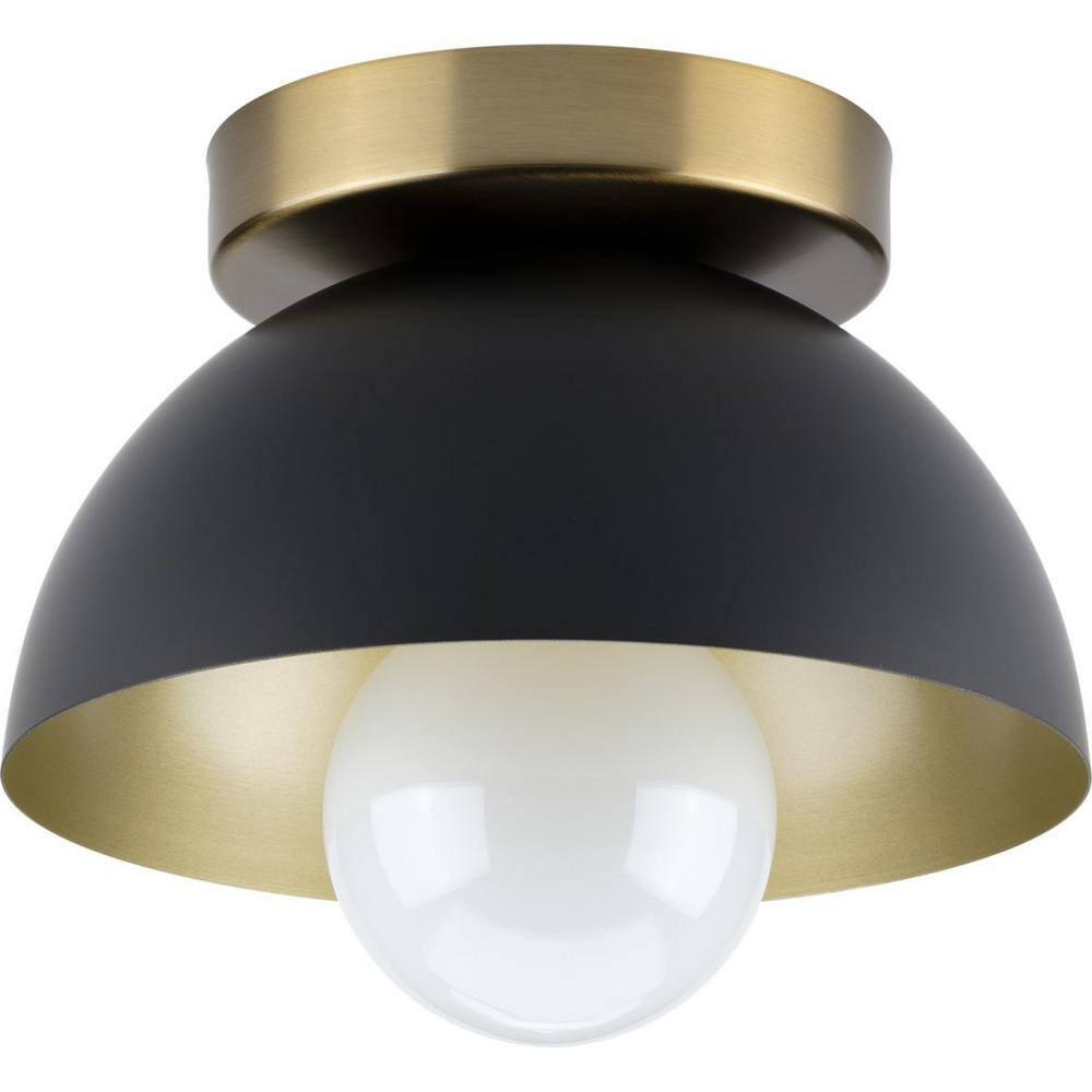 Eva Collection One-Light Matte Black Mid-Century Modern Flush Mount Light