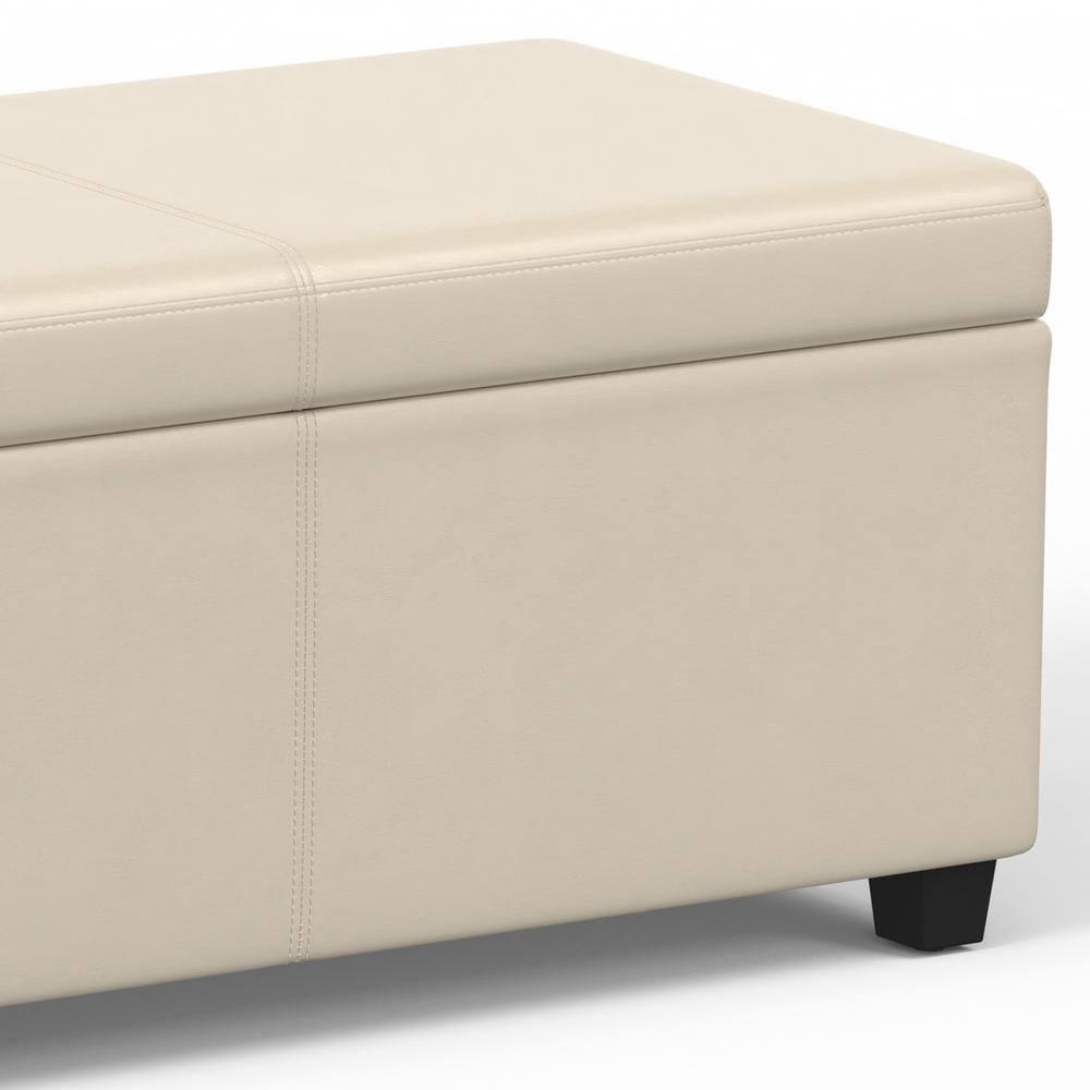 Simpli Home Avalon 54"W Upholstered Storage Ottoman Bench with Interior Storage and Safety Hinges