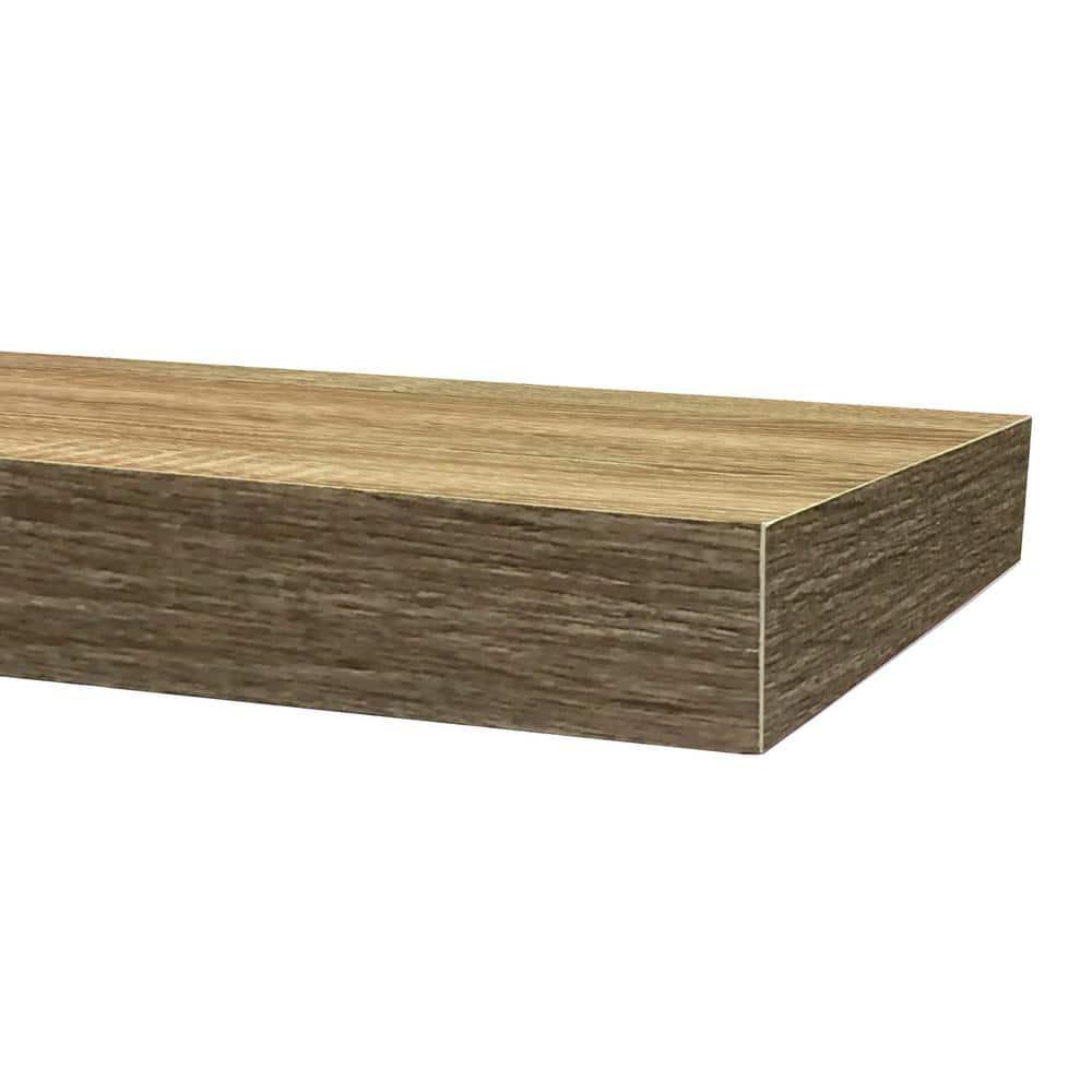 InPlace 42" Floating Shelf Wall Mounted Hidden Brackets Rustic Wood: Modern Decor, MDF, Smooth Finish, Includes Mounting Hardware