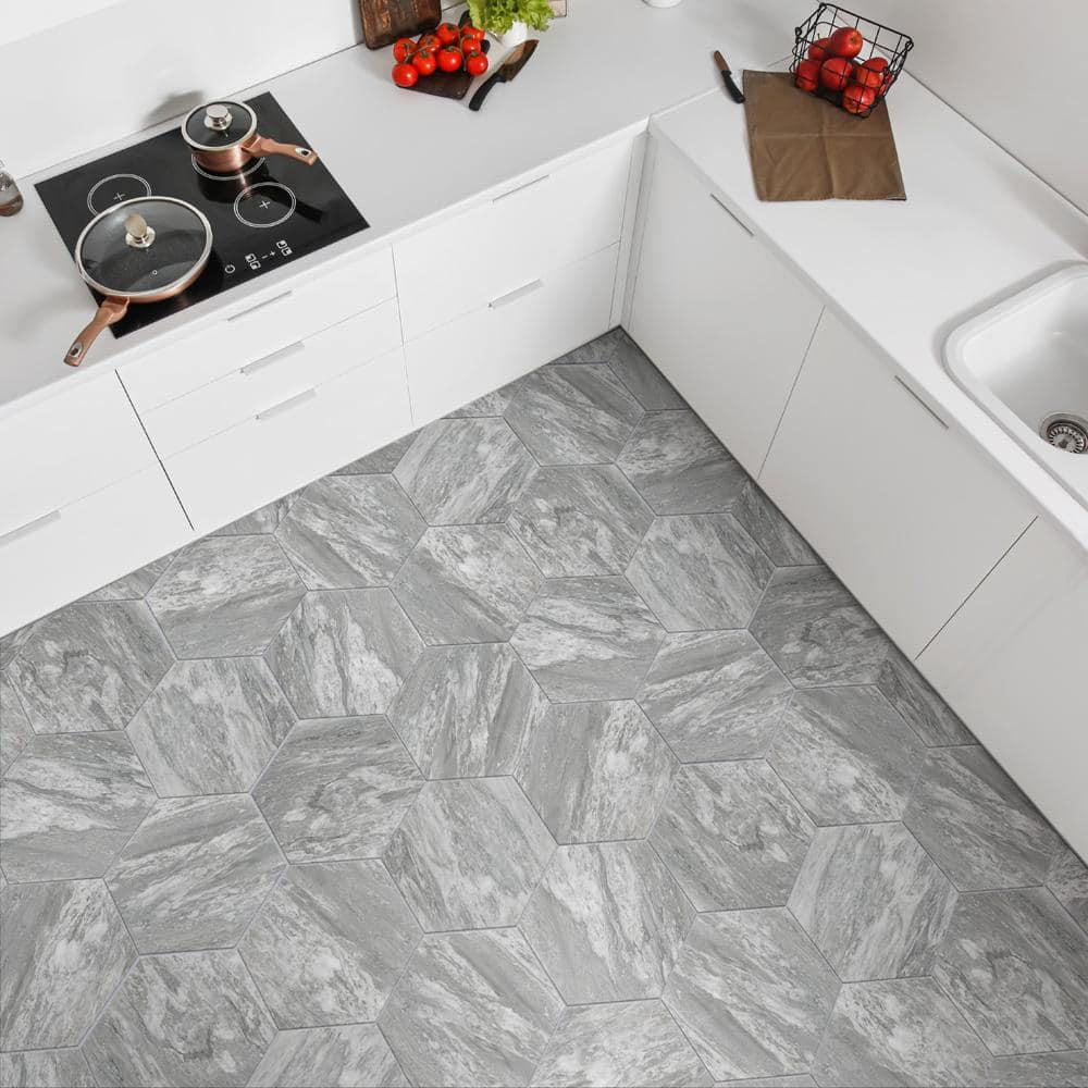 Marbilia Hex Bardiglio w/Biotech 11" x 13" Porcelain Marble Look Wall & Floor Tile