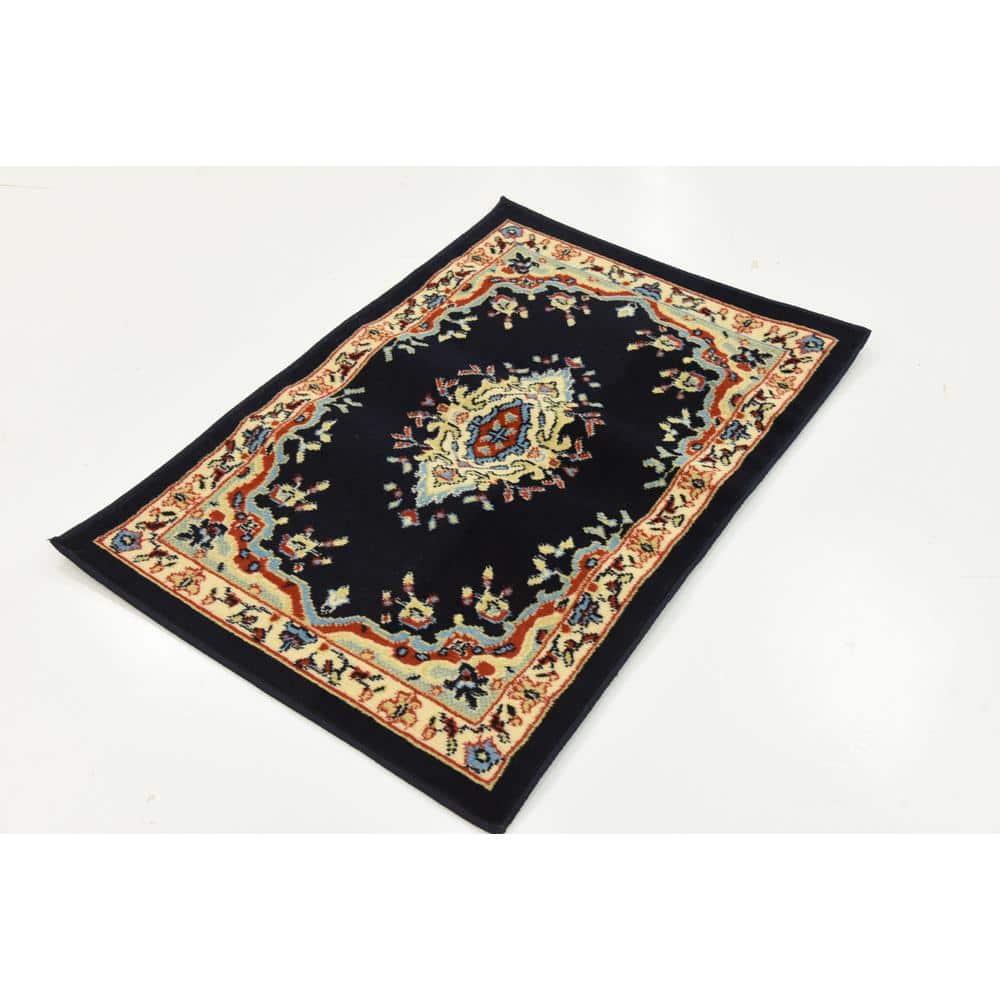 Unique Loom Reza Collection Area Rug - Washington (2' x 3' 1" Rectangle Navy Blue/Cream)