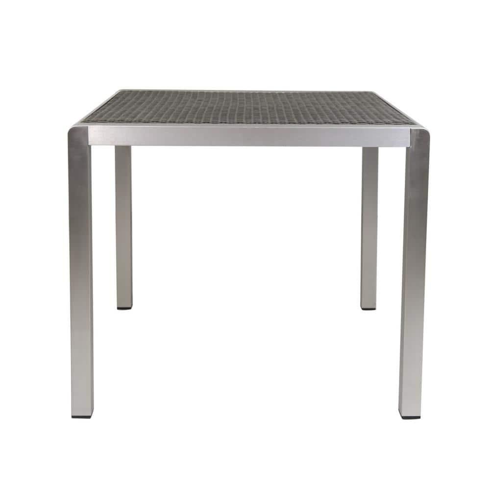 Noble House Cape Coral 35" Square Wicker Top Patio Dining Table in Gray