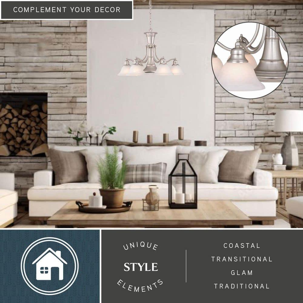 Vaxcel Standford 6 - Light Chandelier in  Brushed Nickel