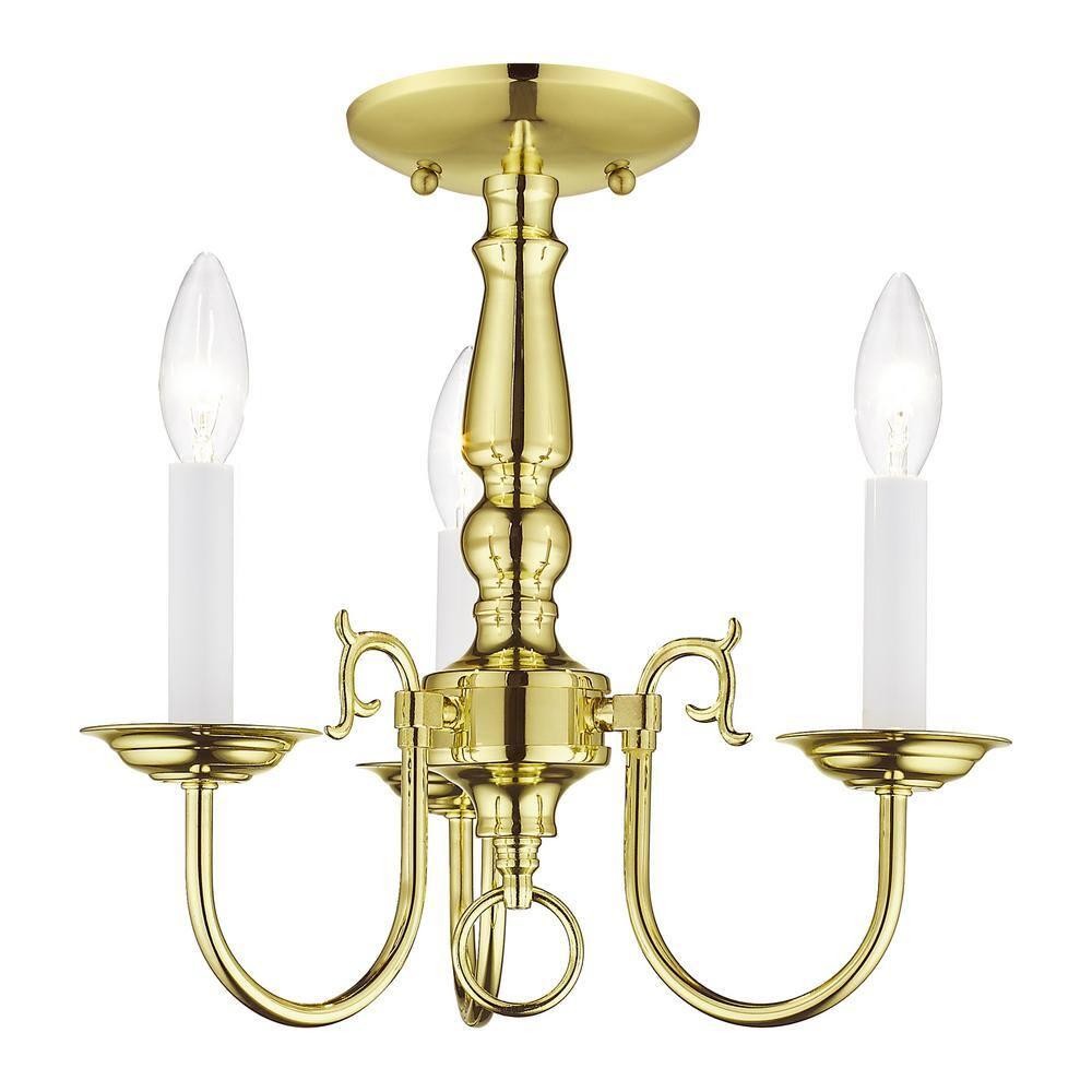 Livex Lighting Williamsburgh 3 - Light Chandelier in  Polished Brass