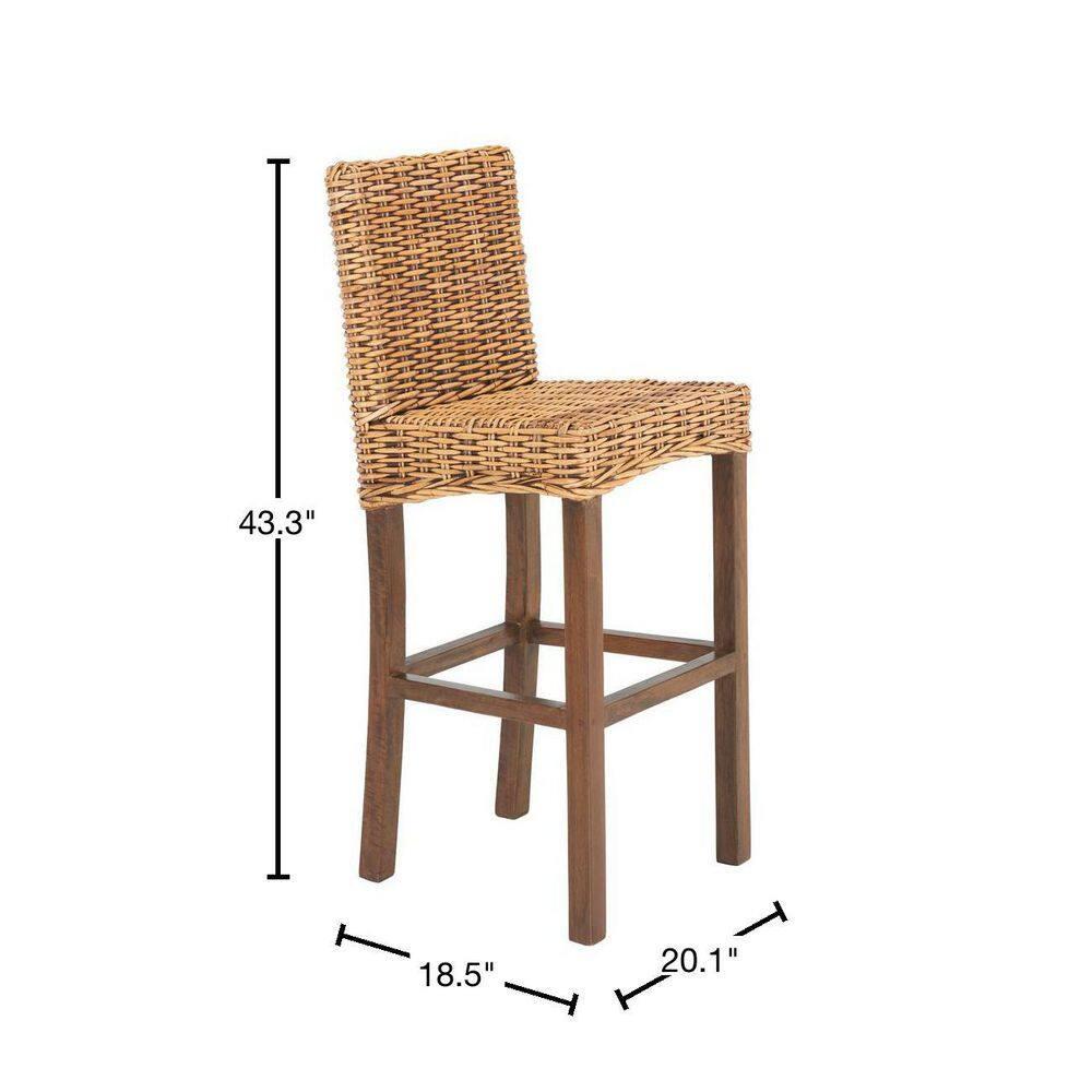 Tobie Rattan Bar Stool - Honey Brown Wash/Antique Brow - Safavieh