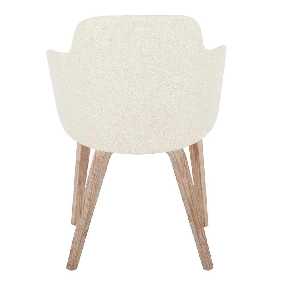 Boyne Contemporary Dining/Accent Chair In Whitewashed Wood And Cream Noise Fabric - Set Of 2 (Set of 2)