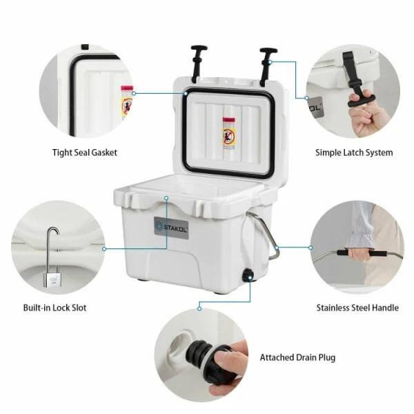 Costway 16 Quart Cooler Portable Ice Chest Leak-proof 24 Cans Ice Boxfor Camping