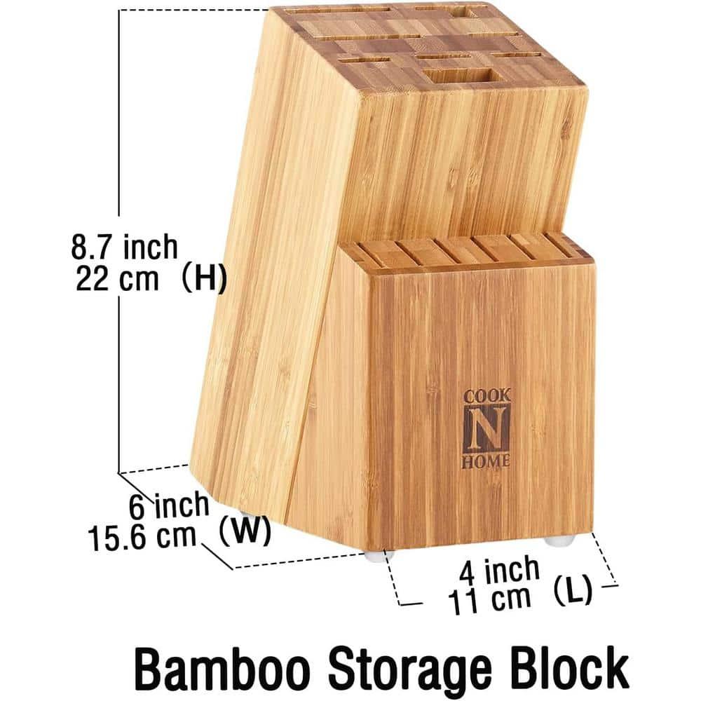 Cook N Home Kitchen Knife Set with Bamboo Storage Block 15-Piece