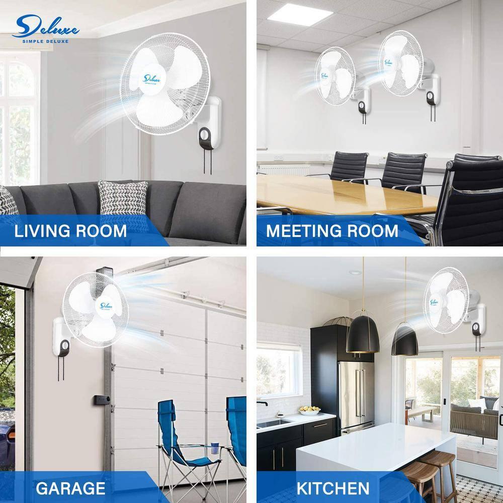 2 Pack 16 in. Indoor White Wall Mount Fan with Adjustable Tilt and Quiet Operation Oscillating