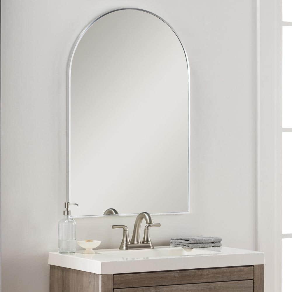 Elegant Rectangular Wood Framed Mirror in Brushed Silver and Gold