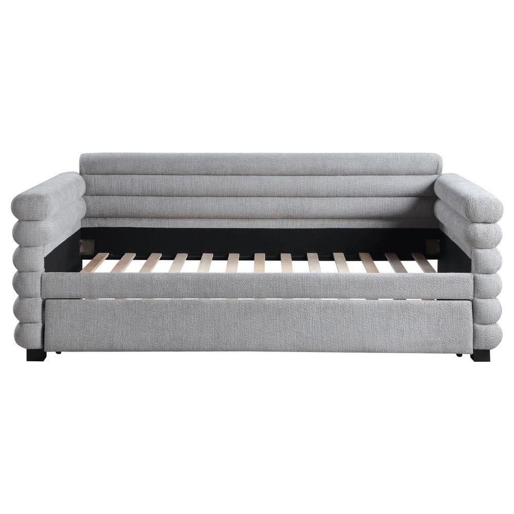 Coaster Patricia Boucle Fabric Upholstered Twin Day Bed with Trundle Gray