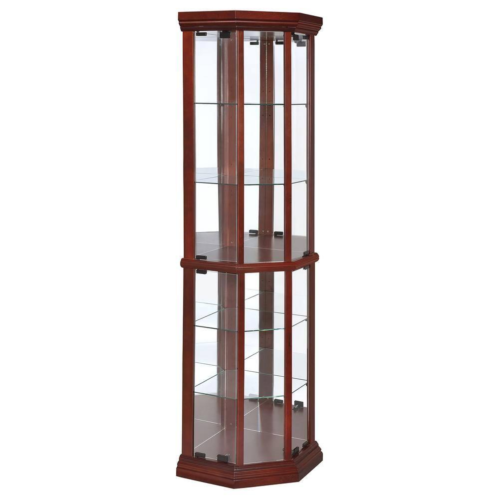 Coaster Appledale Traditional 6 Shelf Corner Curio Cabinet with Glass Doors Medium Brown