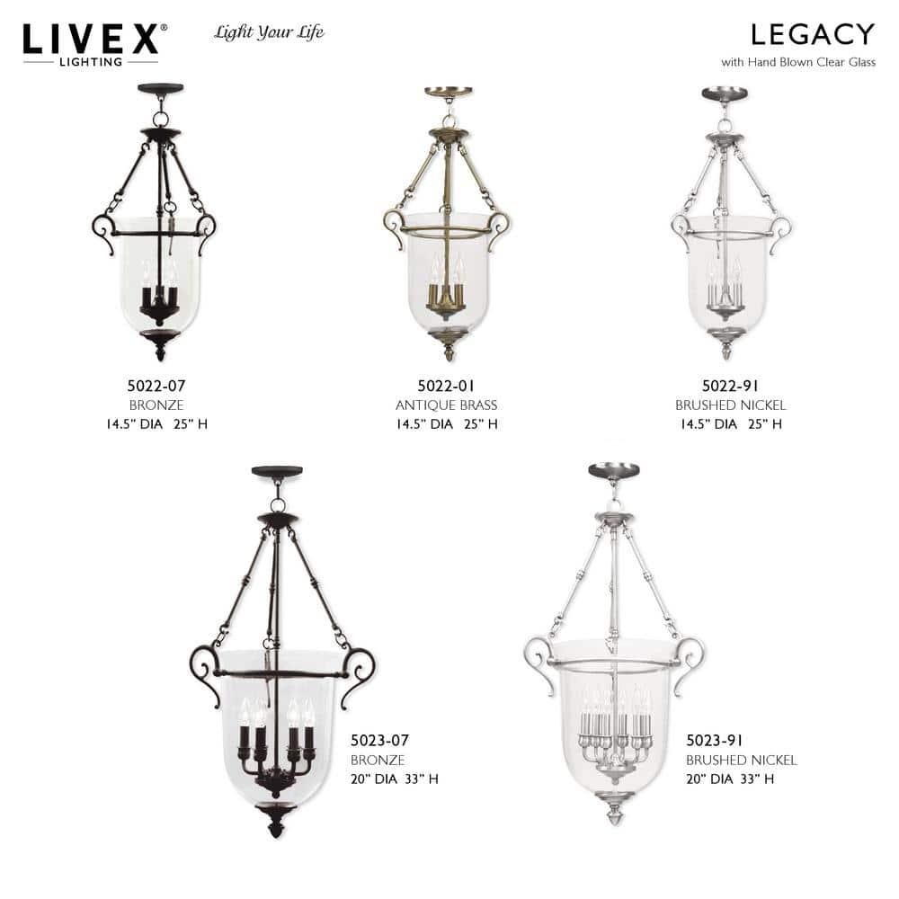 Livex Lighting 5021 Legacy 3 Light Flush Mount Ceiling Fixture - Bronze
