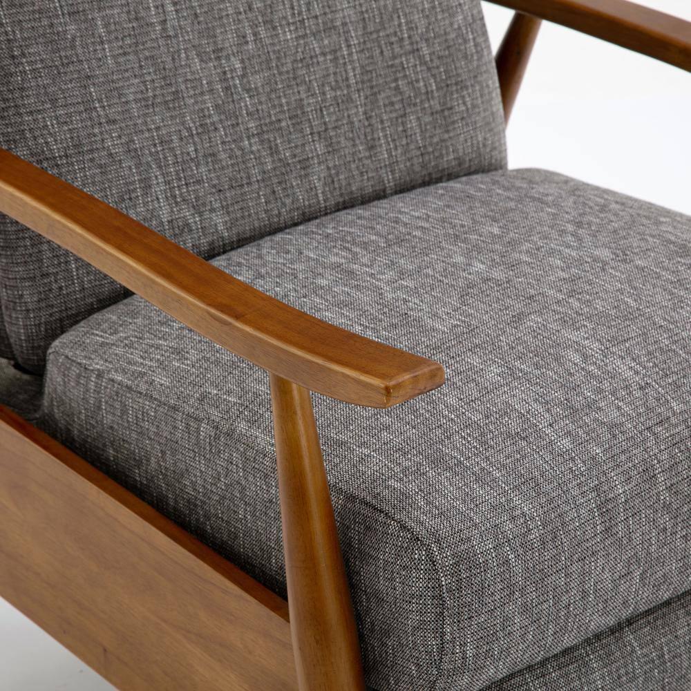 Comfort Pointe Terni Press-Back Recliner Ashen Gray: Stain-Resistant, Chestnut Wood Legs, Foam Fill