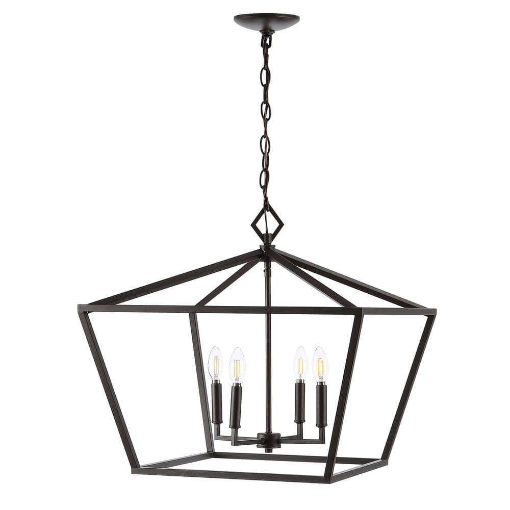 Gatsby 23" 4-Light Adjustable Iron Rustic Glam LED Pendant, Oil Rubbed Bronze