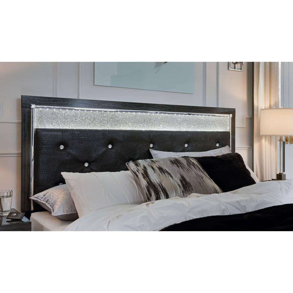 Queen Black Upholstered Tufted Headboard with LED Lighting