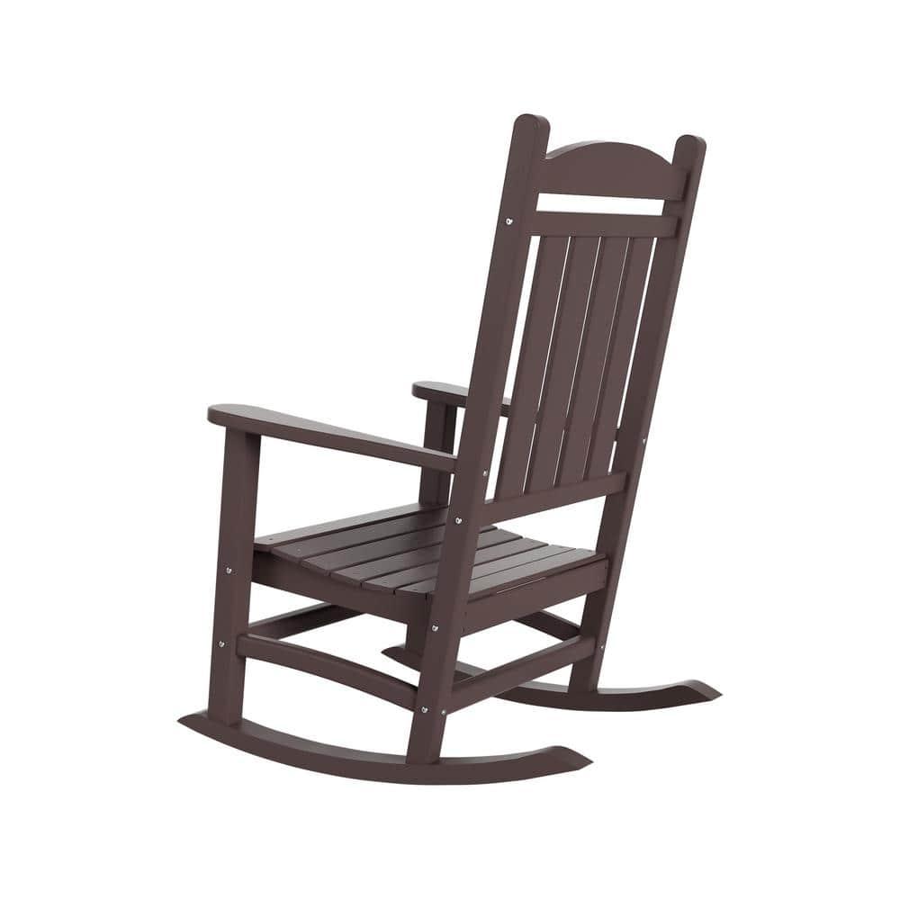 Polytrends  Laguna Hdpe All Weather Outdoor Patio Rocking Chair Dark Brown