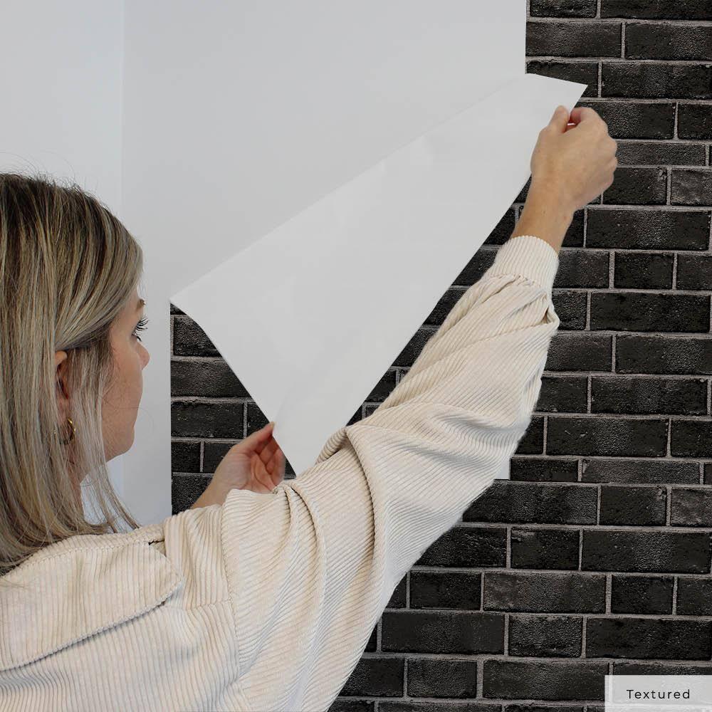 Tempaper & Co.® Brick Removable Peel and Stick Wallpaper, Ebony Brick, 28 sq ft: Faux Sticky Vinyl, Classic Pattern
