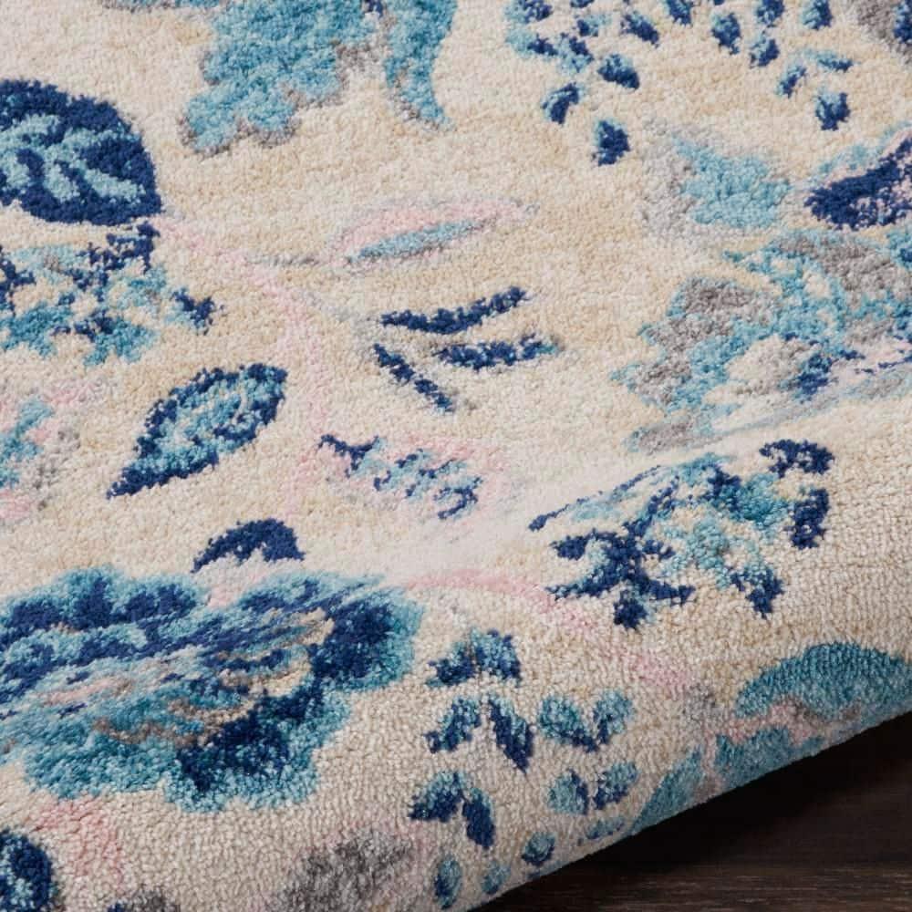 Nourison Tranquil 2' X 4' Ivory/Light Blue Area Rug French Country Eclectic Floral by Nourison