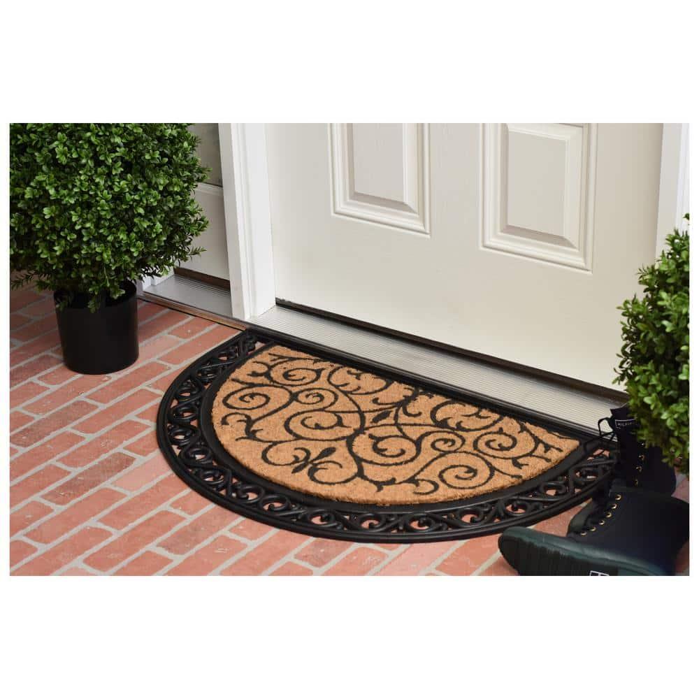 Home & More   Coir & Rubber Ornate Scroll Doormat