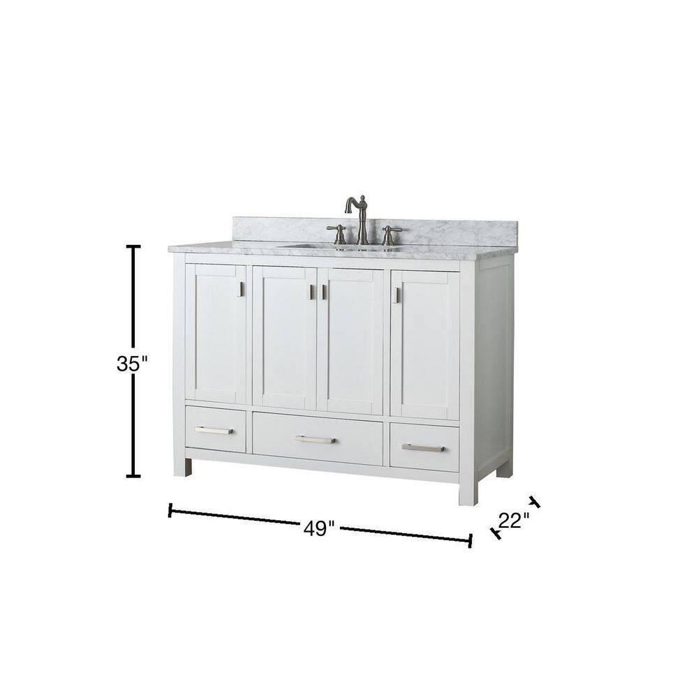 White Engineered Wood Single Vanity with Stone Top