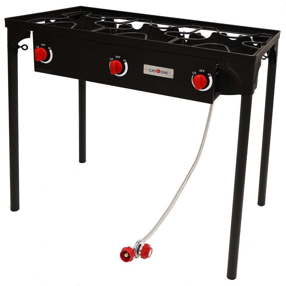 GasOne 3-Burner Propane Outdoor Stove with Adjustable High Pressure Regulator and Hose