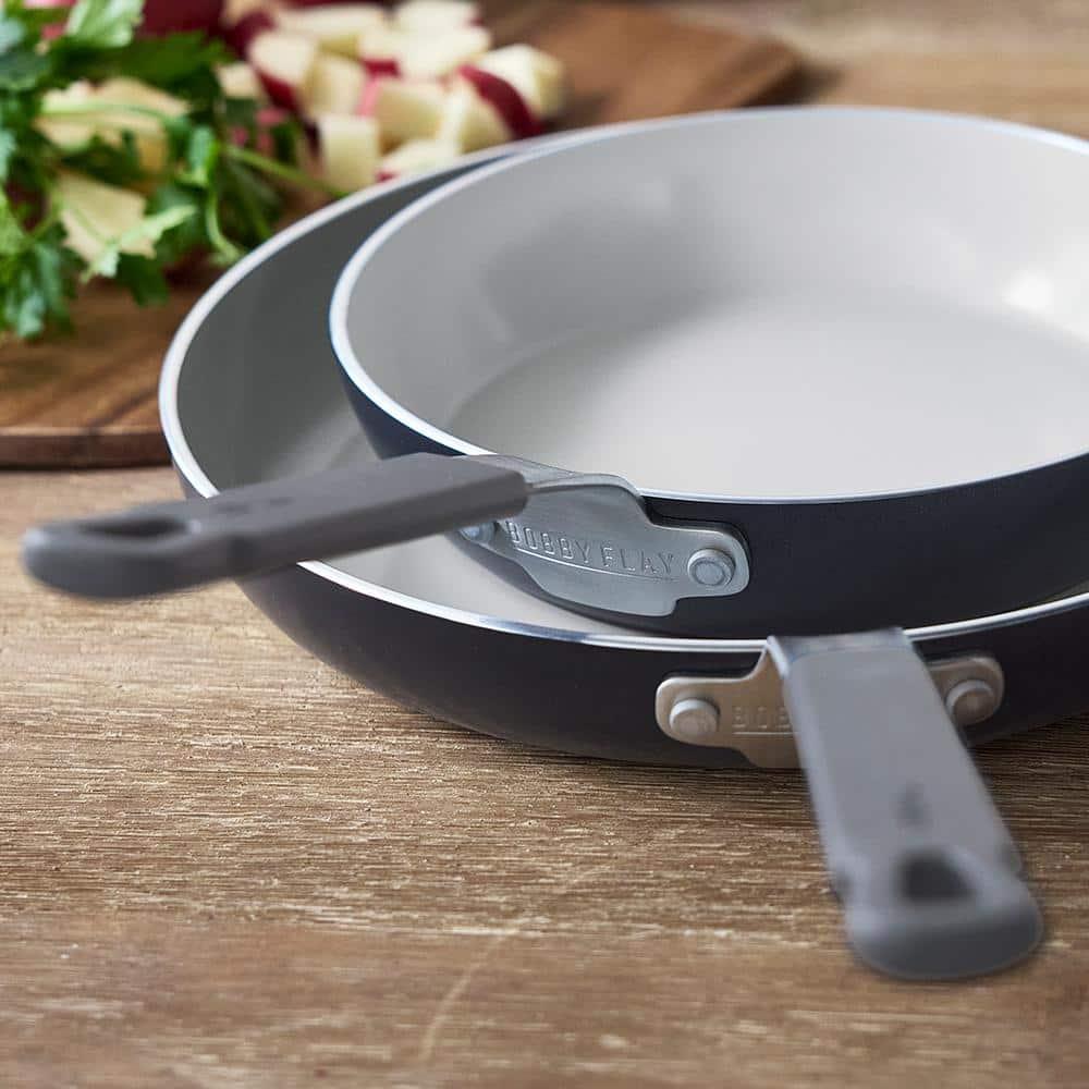 Bobby Flay 2pk (8" & 10") Ceramic Nonstick Aluminum Fry Pan Set Graphite Gray: Dishwasher-Safe, Lifetime Warranty