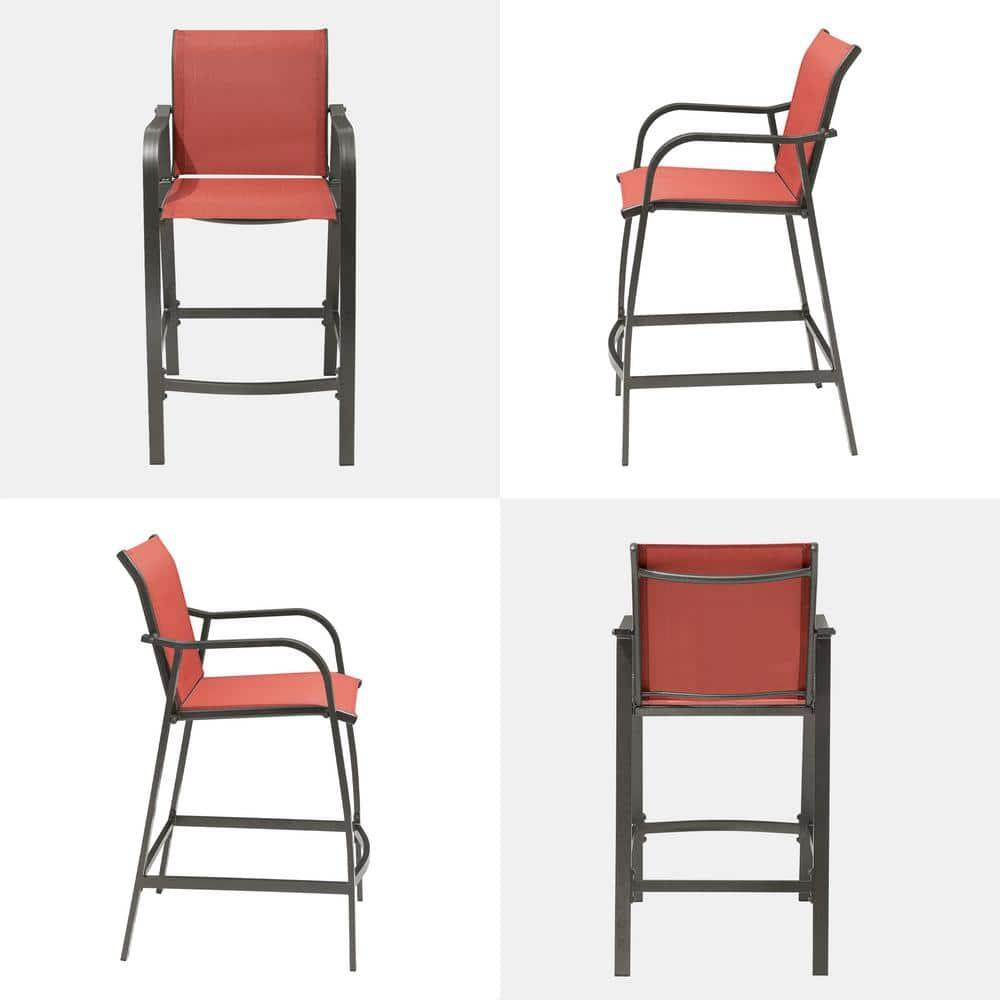 2pc Outdoor Counter Height Aluminum Bar Stools - Orange - Pellebant: UV & Weather Resistant, 270lbs Capacity