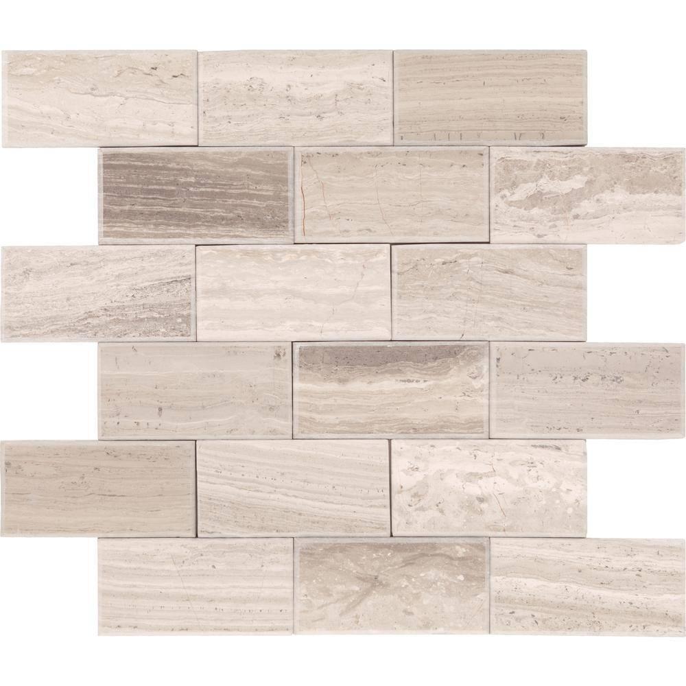 Daltile Simply Stick Mosaix 4'' W x 2'' L Natural Stone Peel and Stick Mosaic Tile
