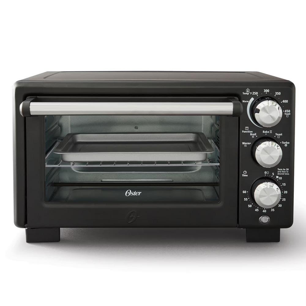 Matte Black and Silver 4-Slice Convection Toaster Oven