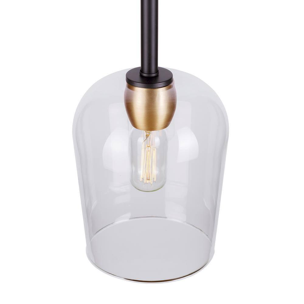 Forte Lighting 2726-01 Palmer 7" Wide Mini Pendant - Black and Soft Gold