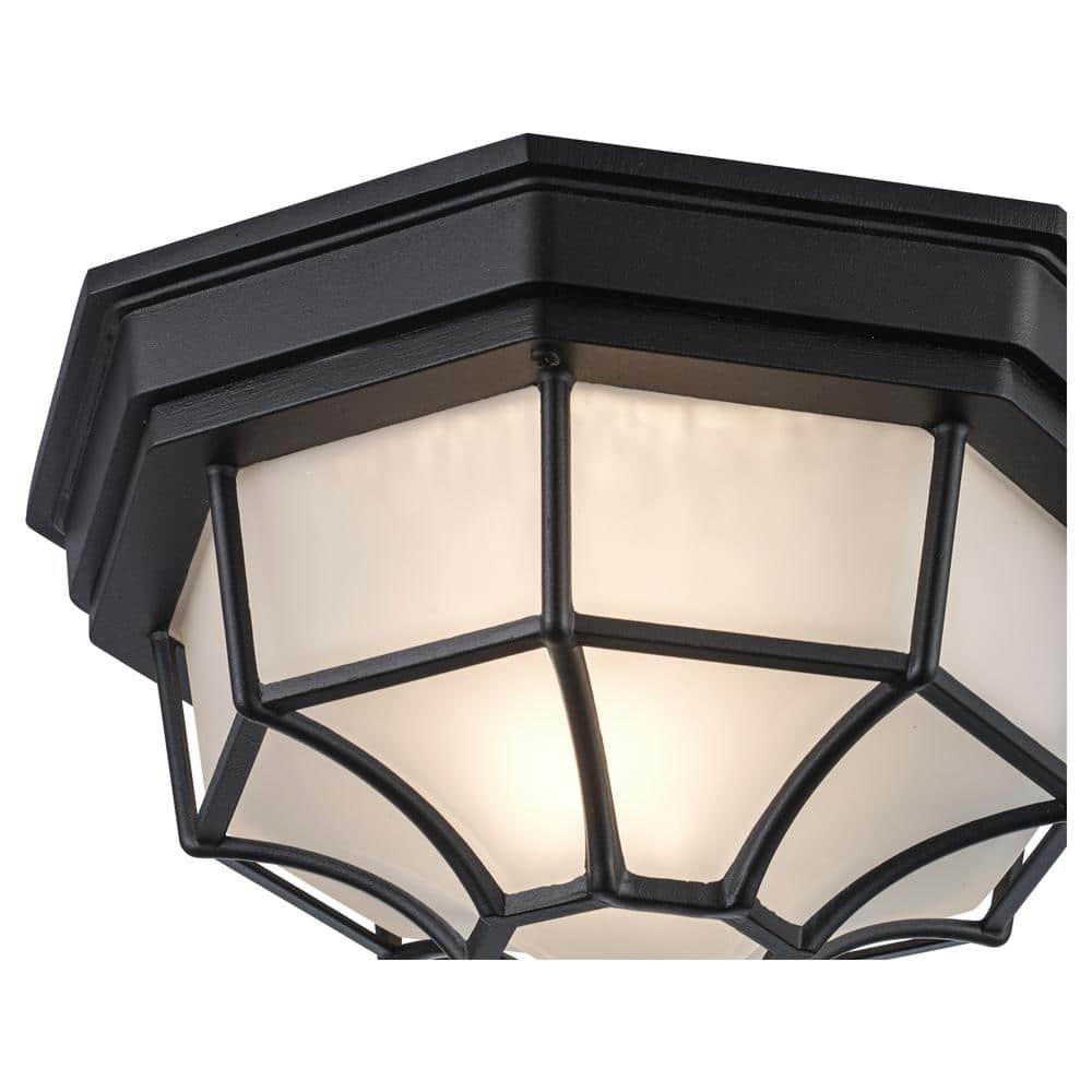 Trans Globe Lighting 40582 Wagon Wheel 1 Light Outdoor Flush Mount Ceiling Fixture - Black