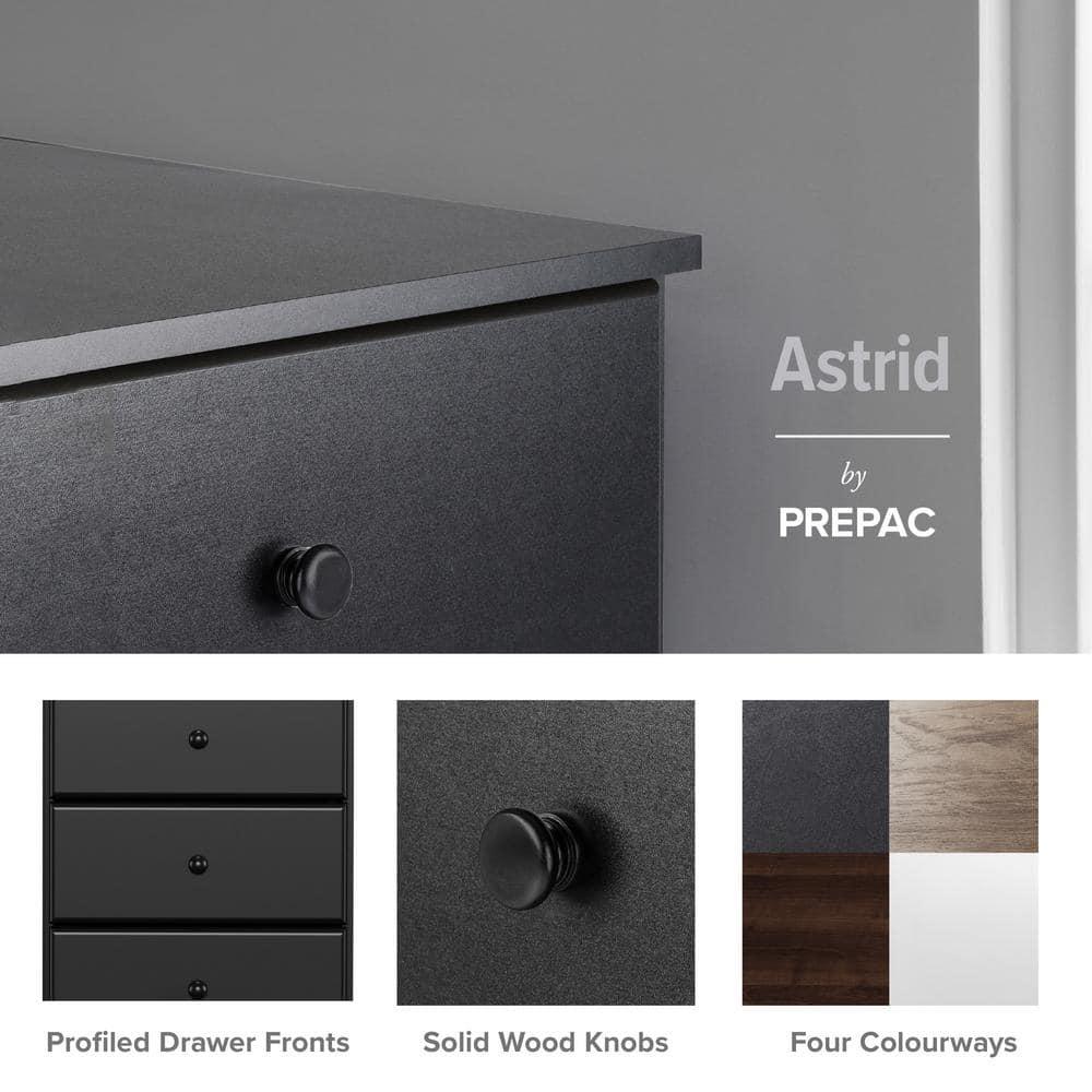 Prepac 4 Drawers Astrid Dresser Black: Wood Composite Frame, 36.25" High, Bedroom Storage