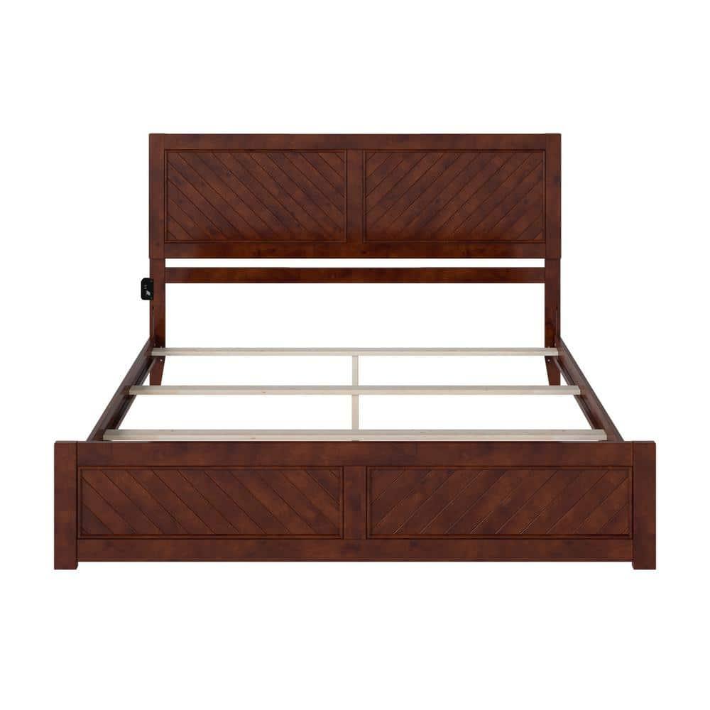 HomeStock Artisanal Artistry King Foundation Bed Frame with Matching Footboard in Walnut