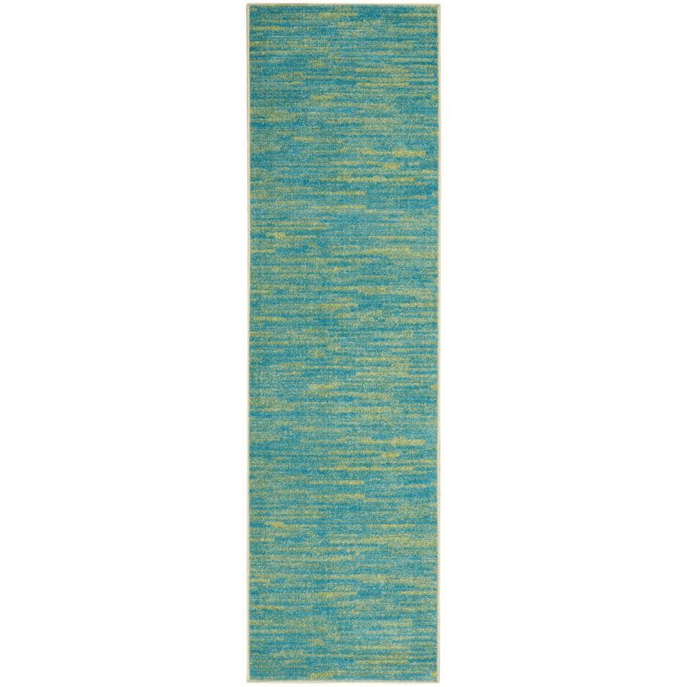Nourison Nourison Essentials NRE01 Indoor/outdoor Area Rug - Blue Green 2'2" x 7'6"