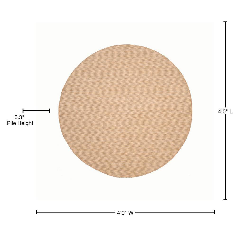 Courtyard CY8022 Power Loomed Indoor and Outdoor Area Rug - Natural/Cream - 4' Round - Safavieh