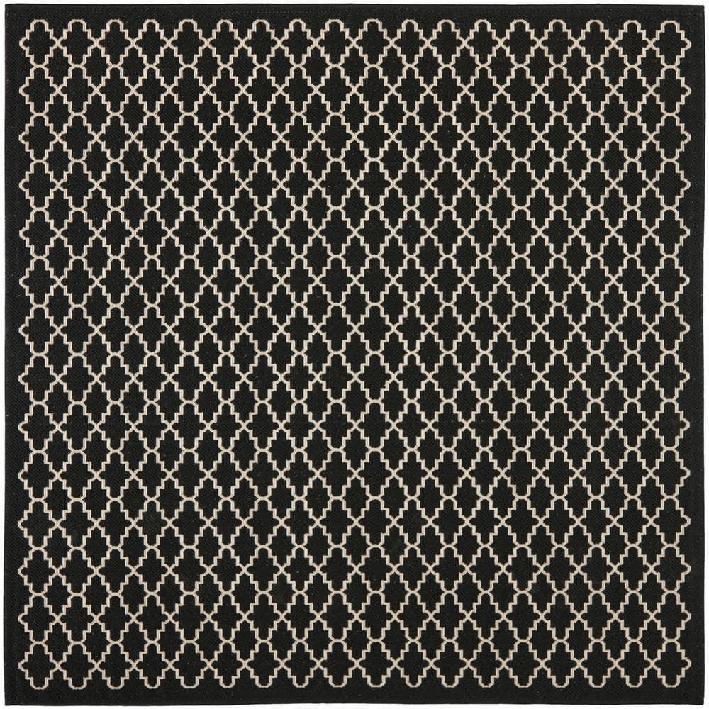 Courtyard CY6919 Power Loomed Indoor and Outdoor Area Rug - Black/Beige - 6'7"x6'7" - Safavieh