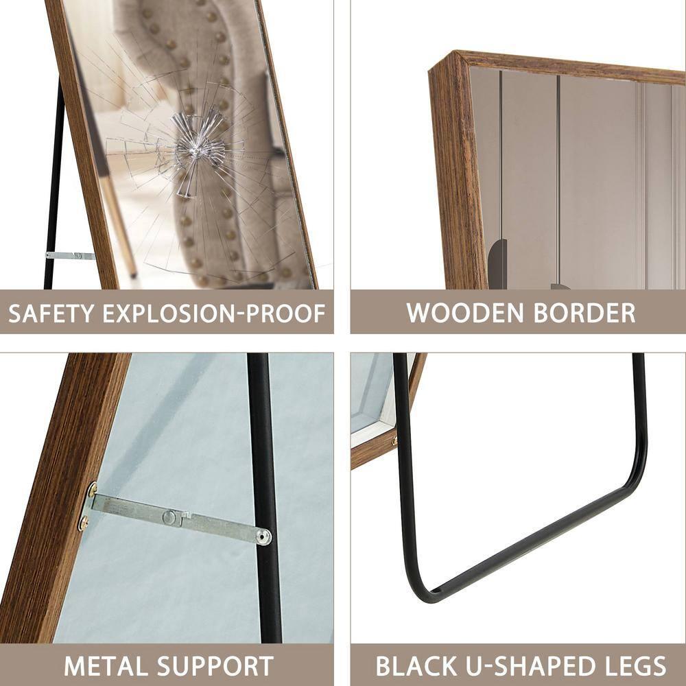 2025 New 65" x 23" Full Length Mirror, Wall/Floor Mounted Dressing Mirror with Wooden Frame, Decorative Mirror for Living Room, Bedroom, Cloakroom